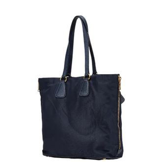 Prada Pre-owned Tote Bags, female, Blue, Size: ONE SIZE Pre-owned Vintage Nylon Tote Bag