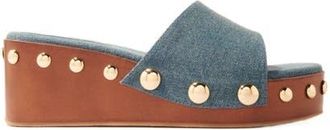 Maje Denim studded wedge mules in Blue Jean at Nordstrom, Size 36B Eu