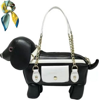 Generic Cute Unique Dog Shaped Handbag Puppy Purse for Women,Novelty Animal Shaped Crossbody Shoulder Bag with Adjustable Strap (Black)