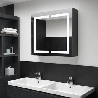 Berkfield Home LED Bathroom Mirror Cabinet 80x12.2x68 cm in Black