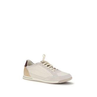 Brunello Cucinelli Mens Beige Calf Leather Bos Taurus Sneakers