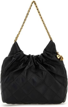 Tory Burch Fleming Mini Hobo - Dames - Schoudertassen - Zwart - ONE Size - Leer - Tassen