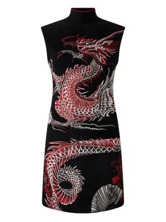 Roberto Cavalli Dragon mini-jurk met bloemenprint - Zwart
