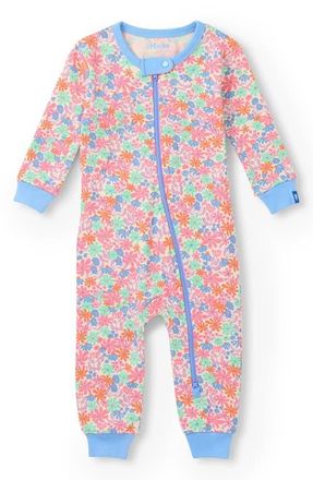 Hatley Whimsical Floral Cotton Romper in Blue at Nordstrom, Size 12-18M
