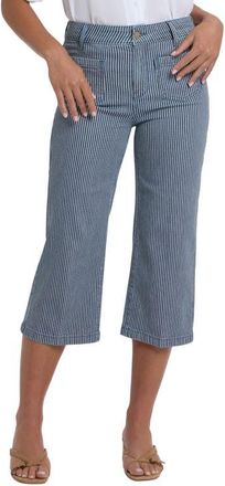 NYDJ Coco High Waist Crop Wide Leg Jeans in Malaga Stripe at Nordstrom, Size 00