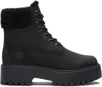 Timberland Womens Stone Street Mid Warm Lined Waterproof Boots Black 6.5