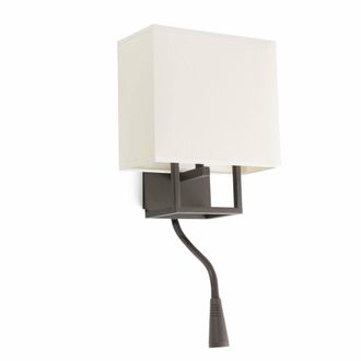 Netlighting Vesper 1 Light Indoor Wall Light Reading Lamp Brown with Shade E14