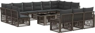 vidaXL Conjunto De Sof&aacute;s De Jard&iacute;n 14 Uds. Gris Y Gris Oscuro Vidaxl