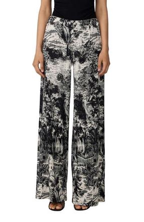 Diane Von F&uuml;rstenberg Malia Toile Print Wide Leg Jersey Pants in Paysage Black at Nordstrom, Size X-Small