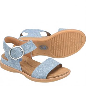 S&ouml;fft Womens Bali Flat Sandals In Blue Suede