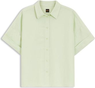BOSS Regular-fit blouse with rolled cuffs