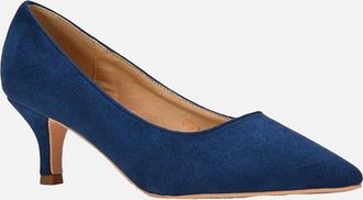 XY London Womens XY London Womens/Ladies Cali Suedette Pointed Kitten Heel Court Shoes - Navy - Size: 5