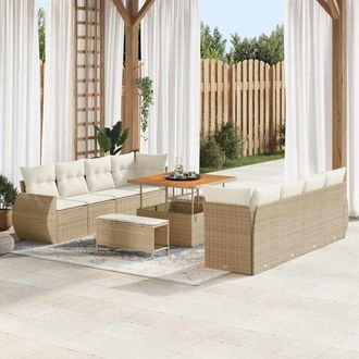 vidaXL Conjunto De Sof&aacute; De Jard&iacute;n 11 Pcs Beige Polirat&aacute;n Vidaxl