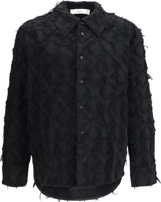S&eacute;fr Fringed Detail Shirt - Heren - Casual Overhemden - Zwart - L - Overhemden
