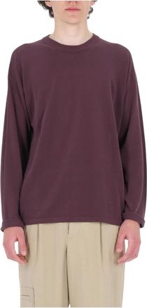 Roberto Collina Maglia girocollo in crepe di cotone - Heren - Ronde hals truien - Rood - L - Katoen - Truien & Vesten