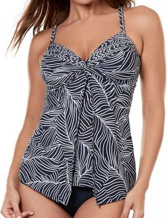 Miraclesuit Lush Lanai Love Knot Underwire Tankini Top In Black And White