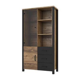 Petits Meubles Vajillero 2 puertas 3 cajones estratificado marr&oacute;n negro