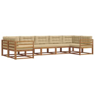 vidaXL Conjunto De Sof&aacute;s De Exterior Con Coj&iacute;n 7 Pcs Natural Y Beige Vidaxl