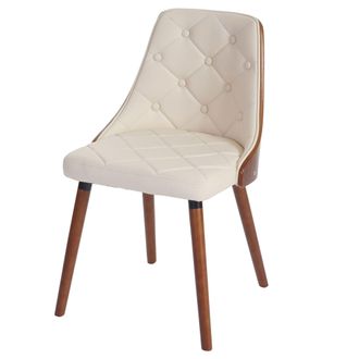 Hhg Silla De Comedor Hhg 340, Silla De Visita Silla De Cocina, Madera Curvada Aspecto Nogal Certificado Mvg, Piel Artificial Crema