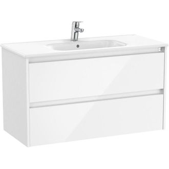 Roca Roca - Pack Unik Mueble De 2 Cajones + Lavabo Tenet Color: Blanco Brillo - Medidas: 985x460x565 Mm