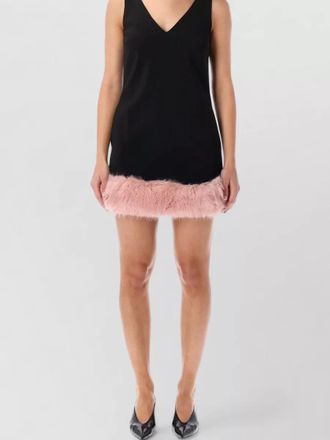 Self Portrait mini dress faux fur trim pockets