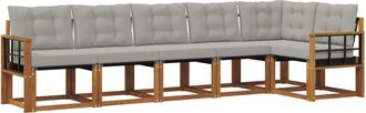 vidaXL Conjunto De Sof&aacute;s De Exterior 6 Uds. Gris Natural Y Claro Vidaxl