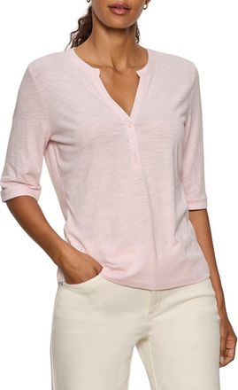 Sanctuary Rolled Sleeve V-Neck T-Shirt in Oxygen Pink at Nordstrom, Size Small