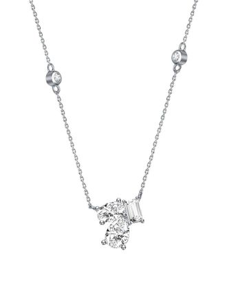Genevive Silver Cz Pendant Necklace
