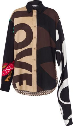 Moschino asymmetric colour-block shirt - women - Silk - 42 - Brown