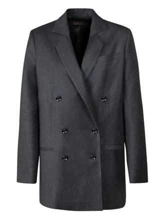 Moorer Saphira-Lxw double-breasted blazer - women - Virgin Wool/Polyamide/Metallic Fibre - 44 - Grey