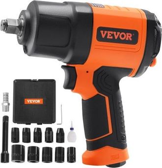 OEM Llave De Impacto De Aire Accionamiento Cuadrado 1/2 Pistola De Impacto Ligera Par De Aflojamiento Con 11 Vasos De Impacto De Acero Cr-v Para Camiones,