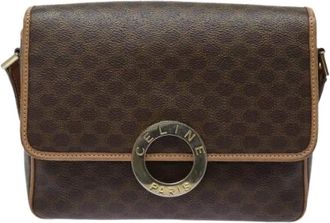 Celine Pre-owned Cross Body Bags, female, Brown, Size: ONE SIZE Pre-owned Circle logo shoulder bag