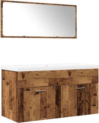 vidaXL Juego De Muebles De Ba&ntilde;o 3 Piezas Madera Ingenier&iacute;a Envejecida Vidaxl