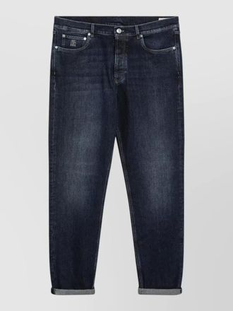 Brunello Cucinelli washed jeans turn up hem belt loops
