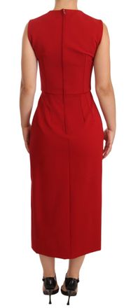 Dolce & Gabbana Womens Red Sweetheart Sleeveless Midi Stretch Dress Viscose