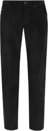 Dolce & Gabbana Broeken, Heren, Zwart, XL, Logo-plaque Corduroy Broek