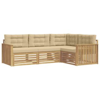 vidaXL Conjunto De Sof&aacute;s De Exterior 4 Uds. Y Beige Poli&eacute;ster Vidaxl