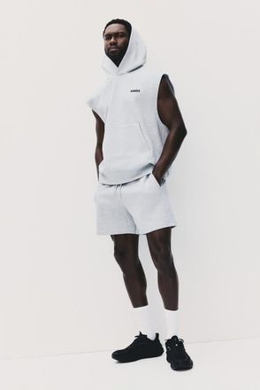 H&M Sleeveless sports hoodie with drymove in Gray Melange at Nordstrom, Size Xx-Large