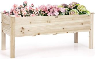 Costway Costway - Maceta Elevada De Madera De Abeto Jardinera De Suelo Elevada Para Plantas Flores Cama Para Cultivo Jard&iacute;n 120 X 43,5 X 51 Cm