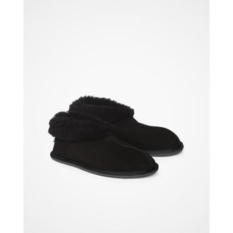 Celtic & Co. British Shearling Bootee Slippers in Black at Nordstrom, Size 11