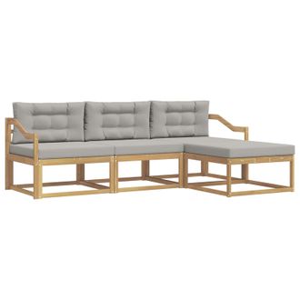 vidaXL Conjunto De Sof&aacute;s De Exterior 4 Pcs Blanco Y Gris Claro Vidaxl