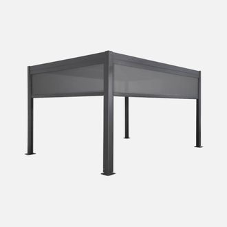 Sweeek Louvered Pergola Aluminium 4 X 3m With A 3m Blind & A 4m Blind in Grey