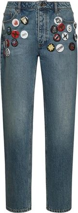 John Richmond Herenjeans met aangebrachte patches en decoratieve details - Heren - Regular Fit Jeans - Blauw - W34 - Katoen - Jeans