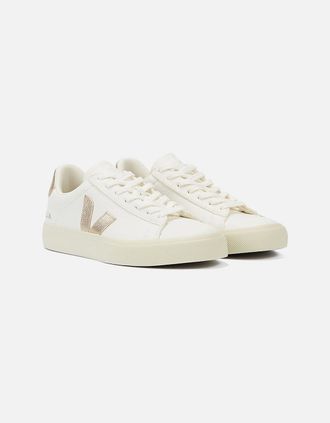 Veja Womens Veja Campo Womens White/Platine Trainers - Size: 4