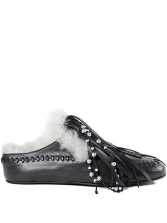 Ann Demeulemeester Olai fringed mules - women - Calf Leather - 35 - Black