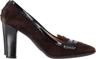Tod's TodS Pre-owned Womens Penny Loafer Accent Pumps in Brown Suede - Mocha - Size EU 39