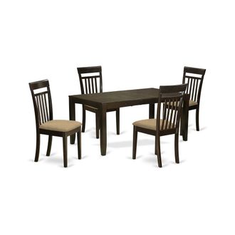 East West Furniture LYCA5-CAP-C 5 Pc Dining room set-Dining Table with Leaf Plus 4 Kitchen Chairs