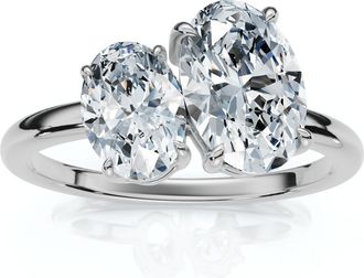 Pompeii3 1 1/2Ct Oval Toi et Moi Diamond Ring 14k Gold or Pt Lab Grown