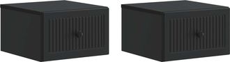 vidaXL Mesita De Noche De Pared 2 Uds. Negro 33 X 34,5 X 20 Cm Vidaxl