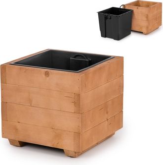 OEM Maceta De Madera Con Inserto Extra&iacute;ble, Maceta Impregnada Para Plantas Y Flores, Ideal Para Balc&oacute;n, Jard&iacute;n O Terraza, 33 X 33 X 32 Cm - Marr&oacute;n